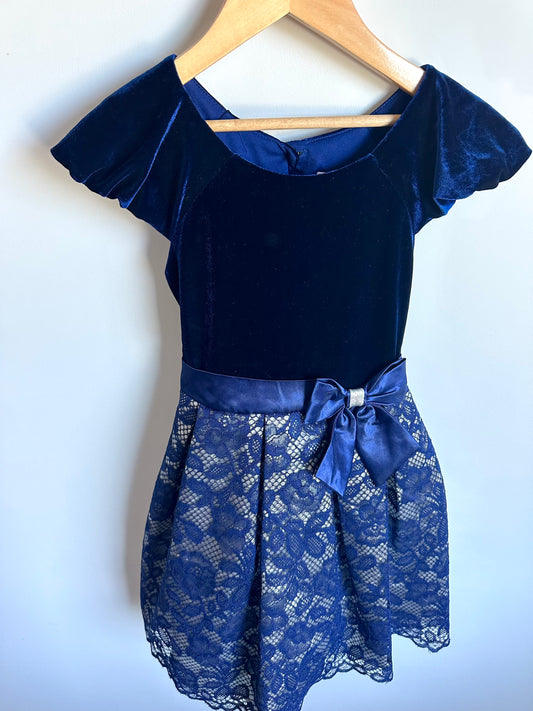Blue Velour Lace Dress / 8 years