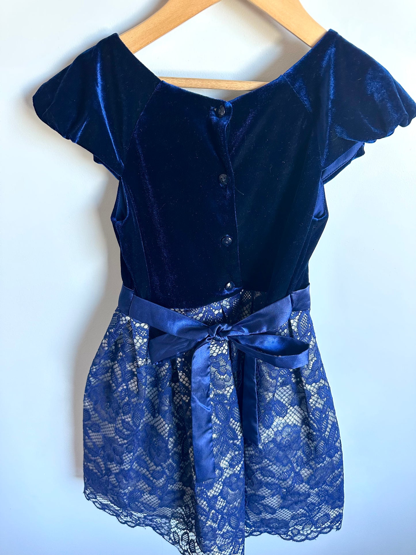 Blue Velour Lace Dress / 8 years