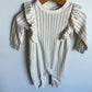 Pehr Organic Blush Striped Ruffle Jumpsuit / 6-12m