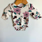 Burgundy Bow Floral Bodysuit / 3m