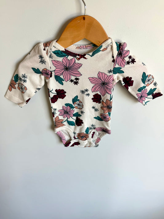 Burgundy Bow Floral Bodysuit / 3m