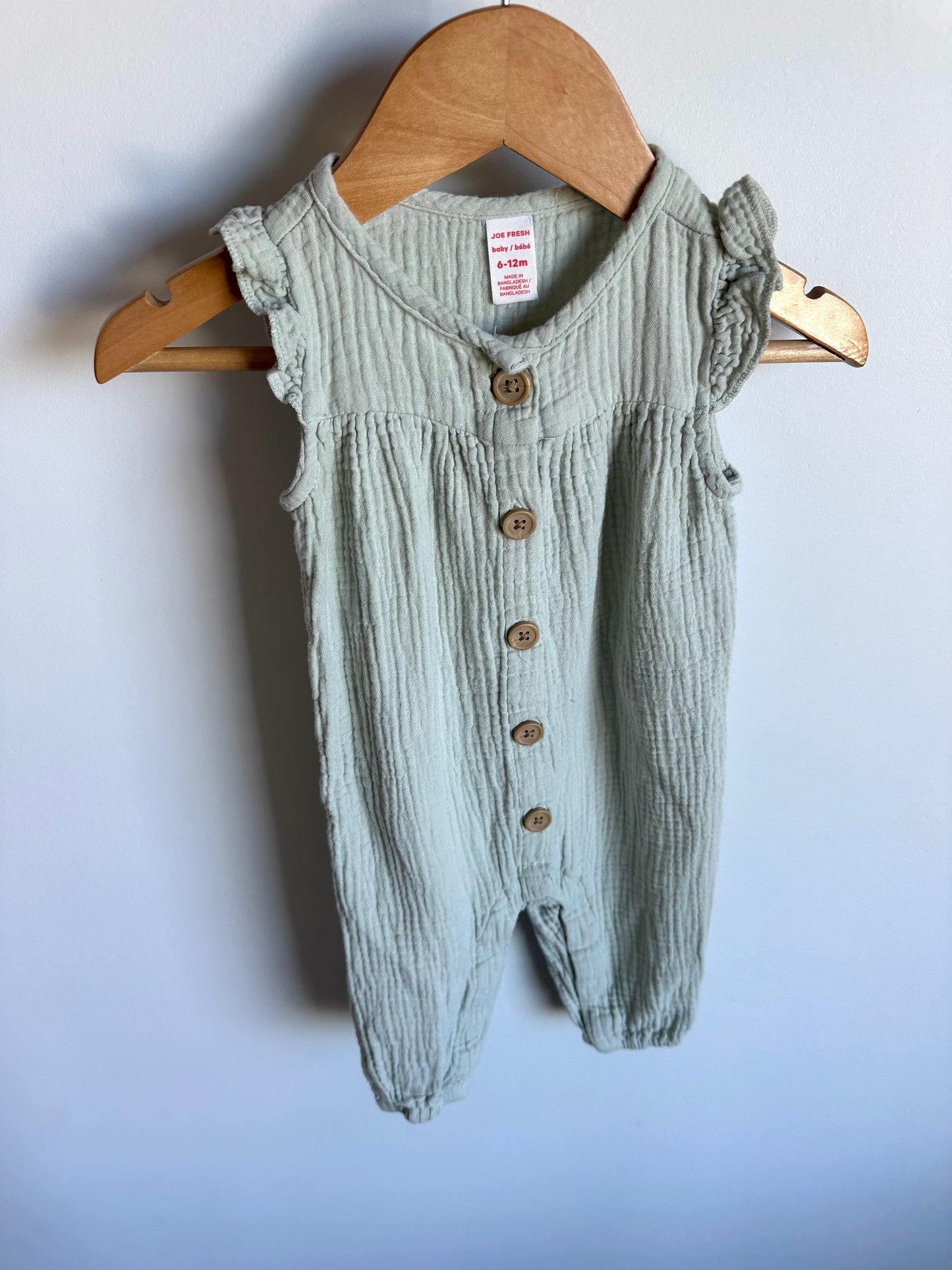 Sage Muslin Jumpsuit / 6-12m