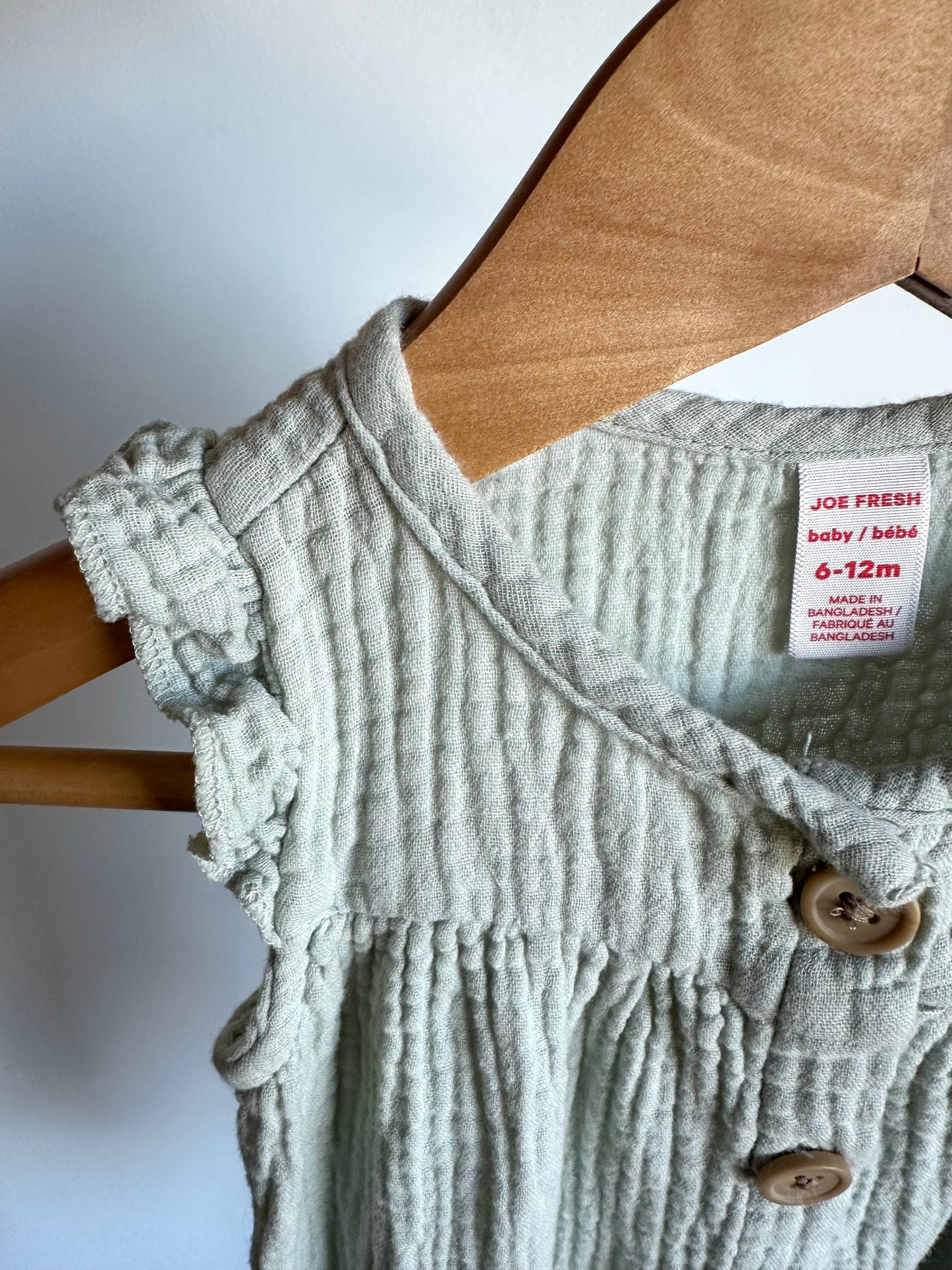 Sage Muslin Jumpsuit / 6-12m