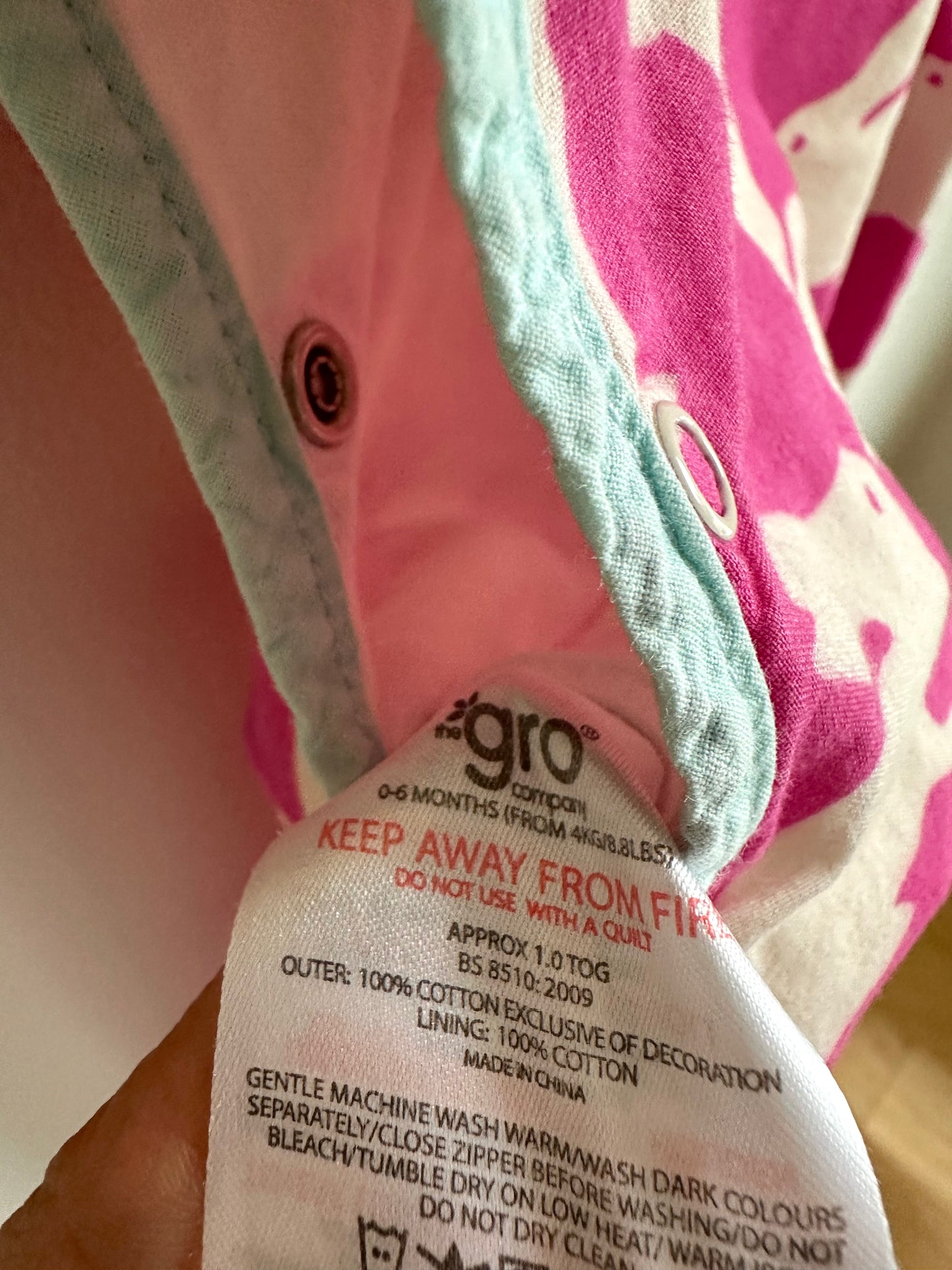 Pink Bunny 1.0TOG Grobag / 0-6m