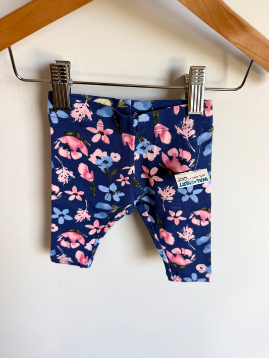 Floral Indigo Pants (With tags) / 0-3m