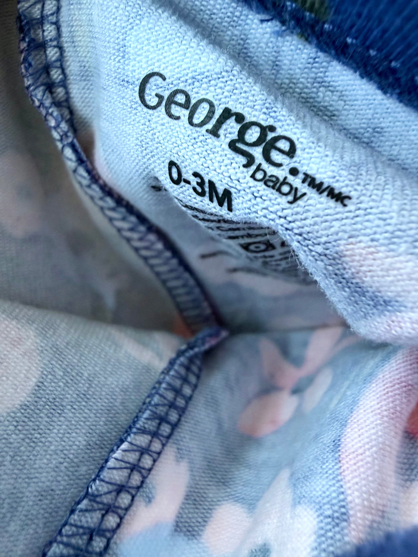 Floral Indigo Pants (With tags) / 0-3m