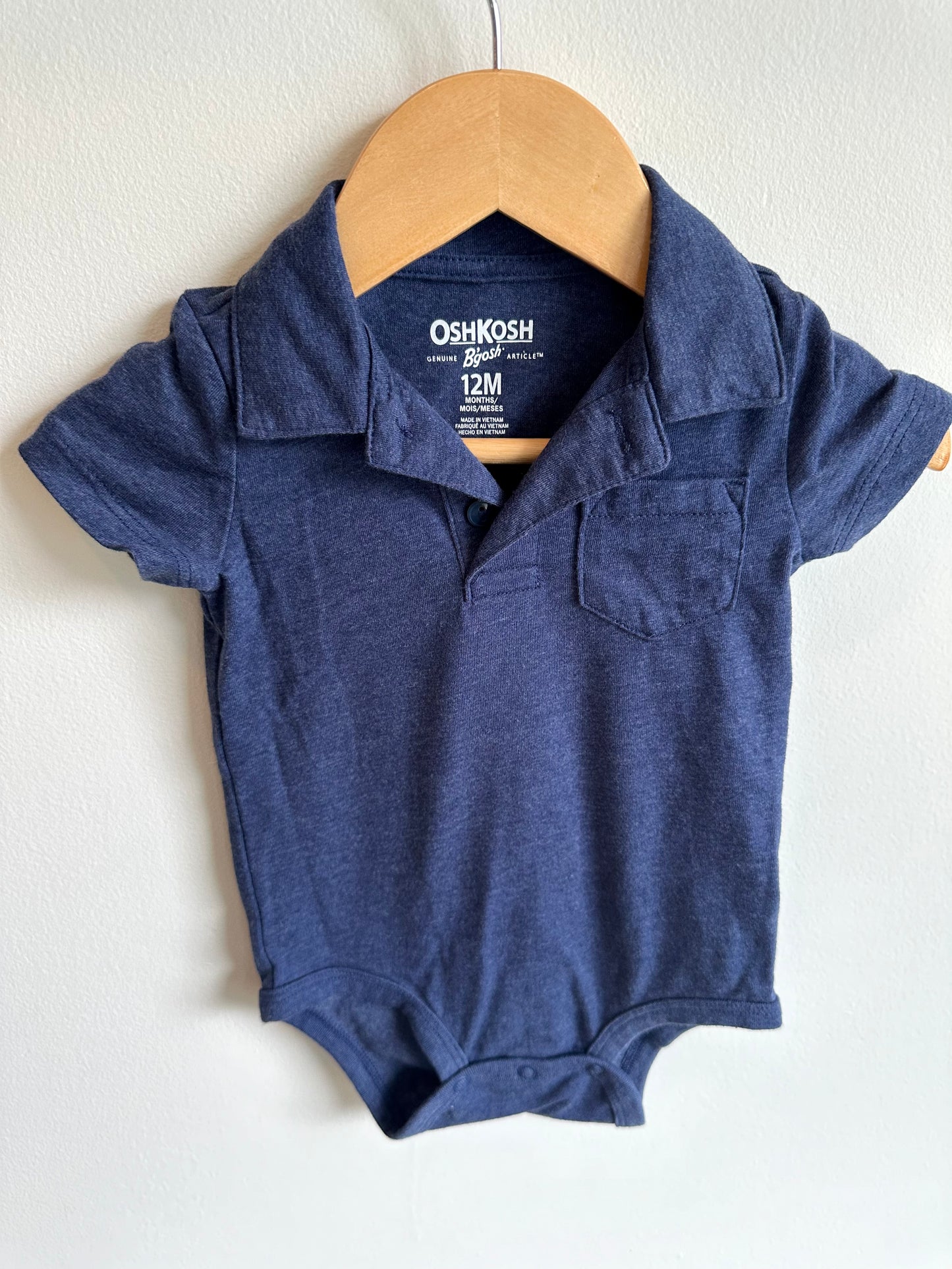 OshKosh Blue Collared Bodysuit / 12m