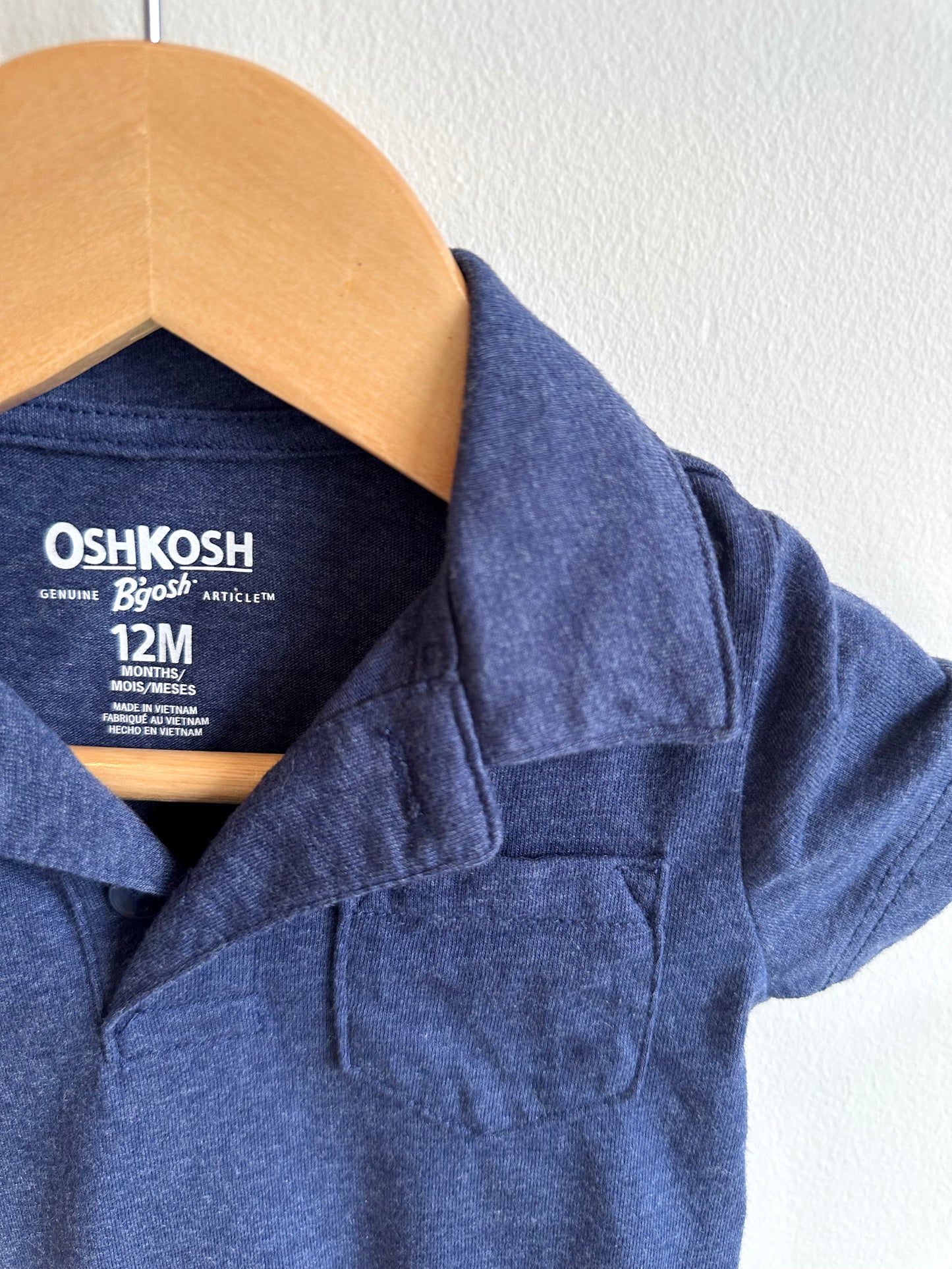 OshKosh Blue Collared Bodysuit / 12m