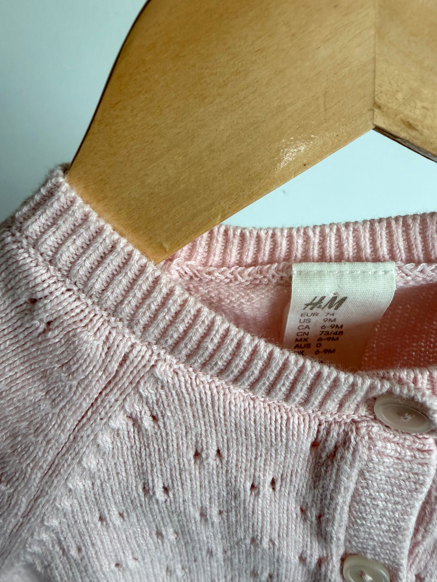 Pink Knit Eyelet Top / 6-9m