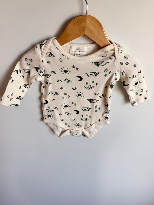 Green Camping Icons Bodysuit / 3-6m