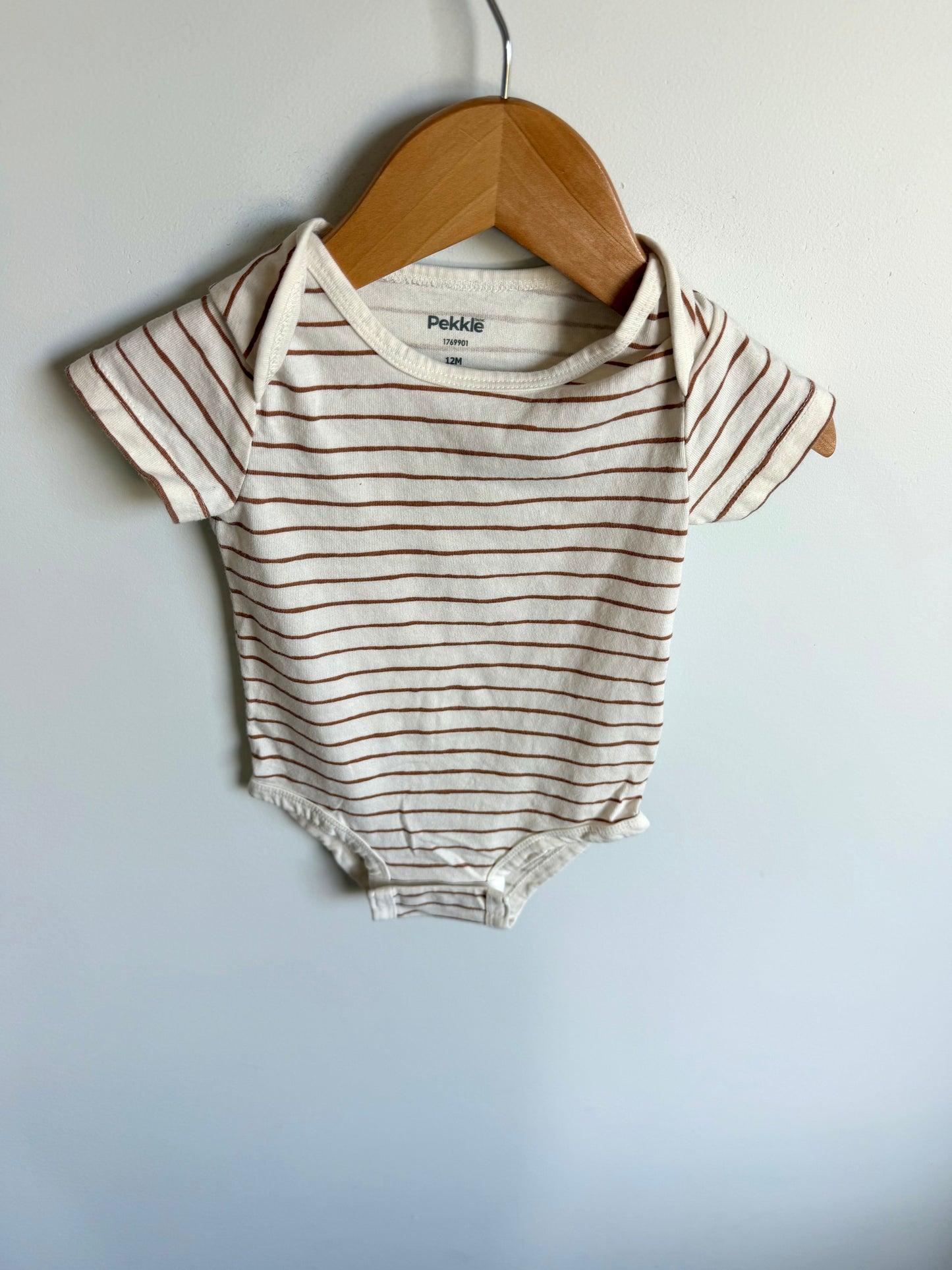 Brown Striped Bodysuit / 12m
