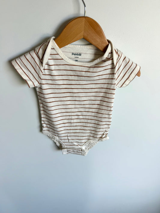 Brown Striped Bodysuit / 12m