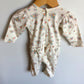 Cream Tulle Flower Ruffle Bottom Jumpsuit / 0-3m