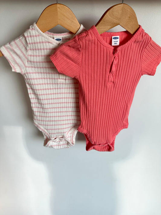 Coral + Stripe Bodysuits (2) / 12-18m