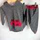 Grey with Red Accent Hoodie + Pants Set / 3T