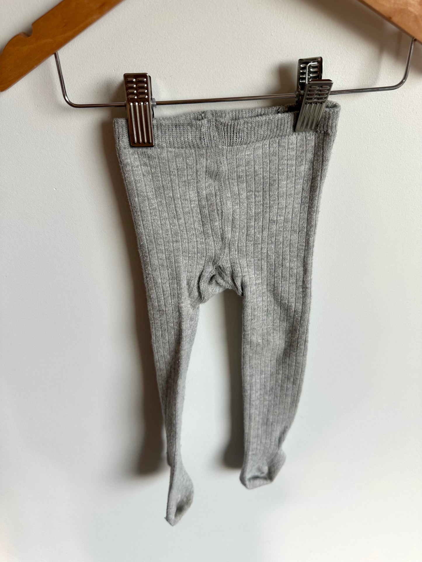 Grey Ribbed Fotted Tights / 12m?