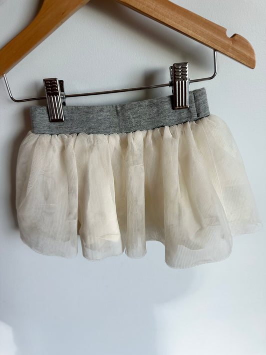 Cream Tutu Skirt with Grey Trim / 12-18m