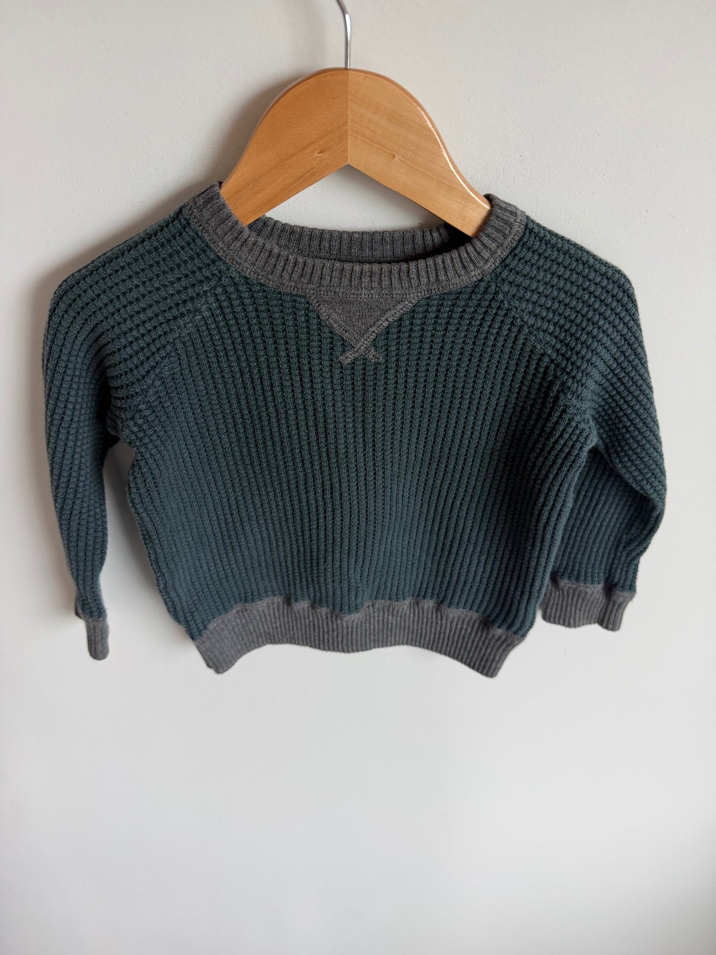 Waffle Teal Sweater / 2T