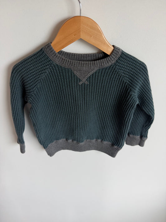 Waffle Teal Sweater / 2T