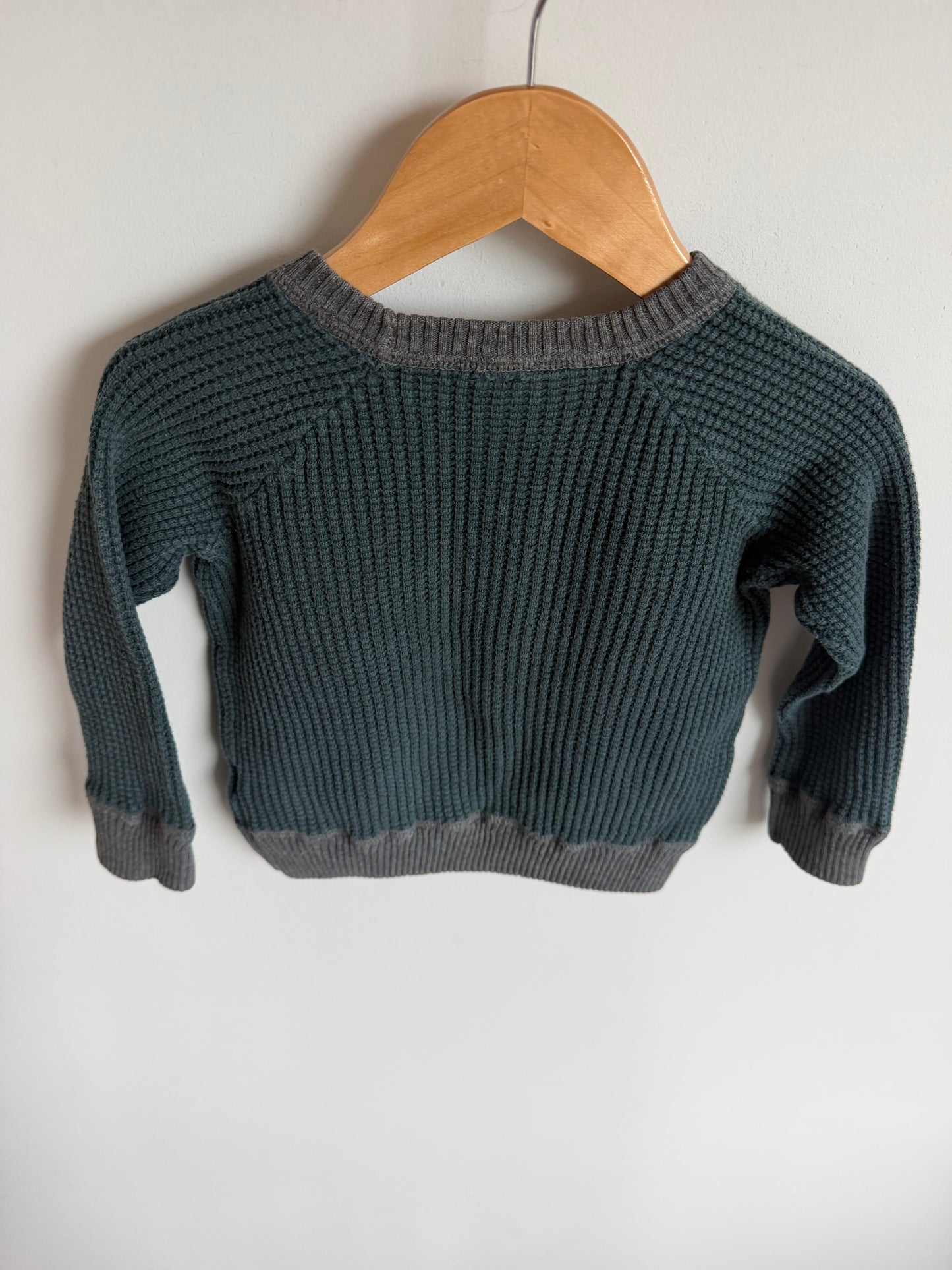 Waffle Teal Sweater / 2T