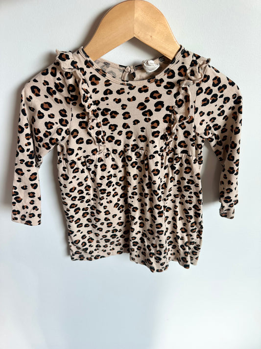 Animal Print Long Sleeve Dress / 9-12m
