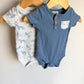 Blue Dog Bodysuits (2) / 3-6m