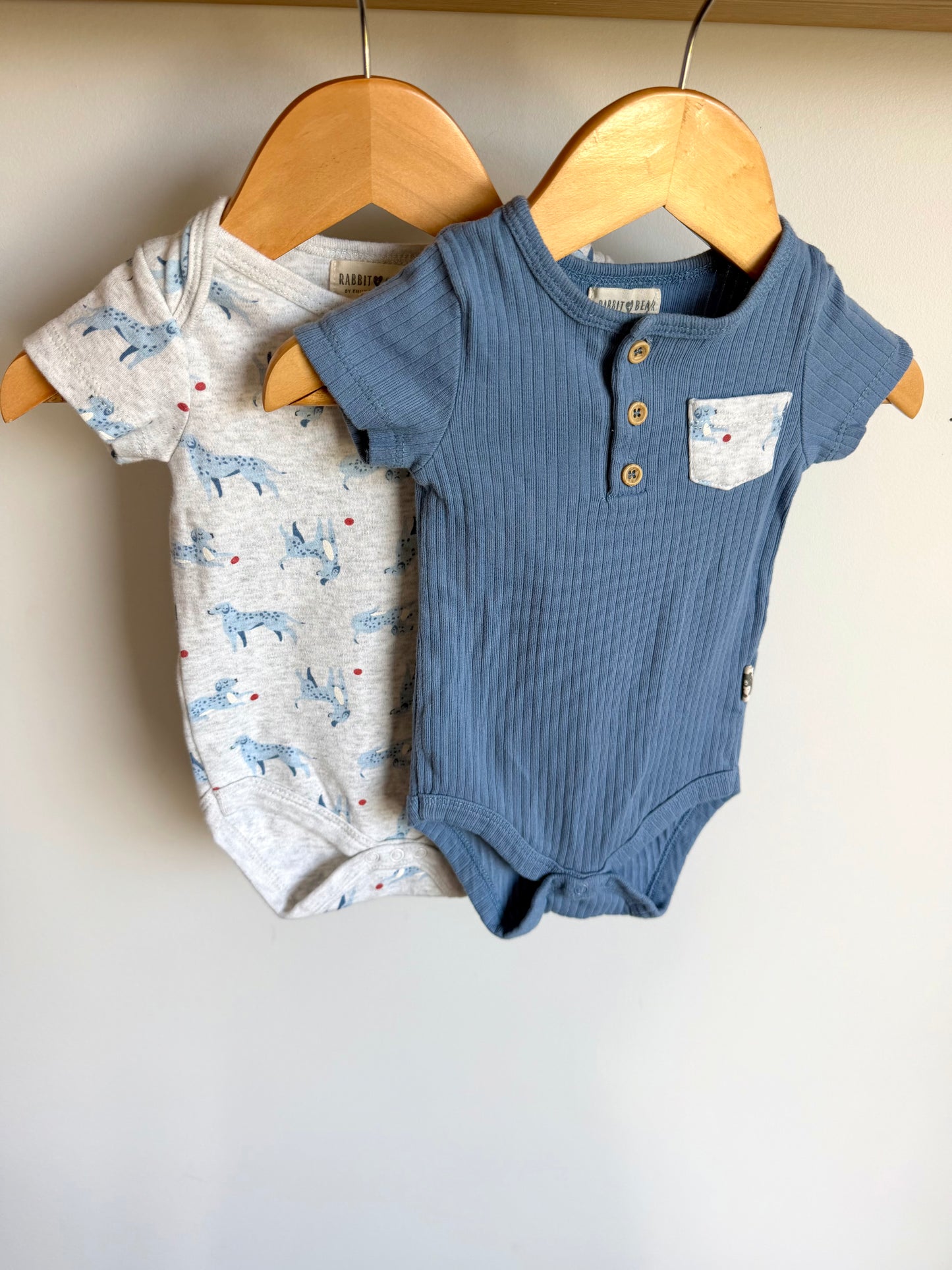 Blue Dog Bodysuits (2) / 3-6m