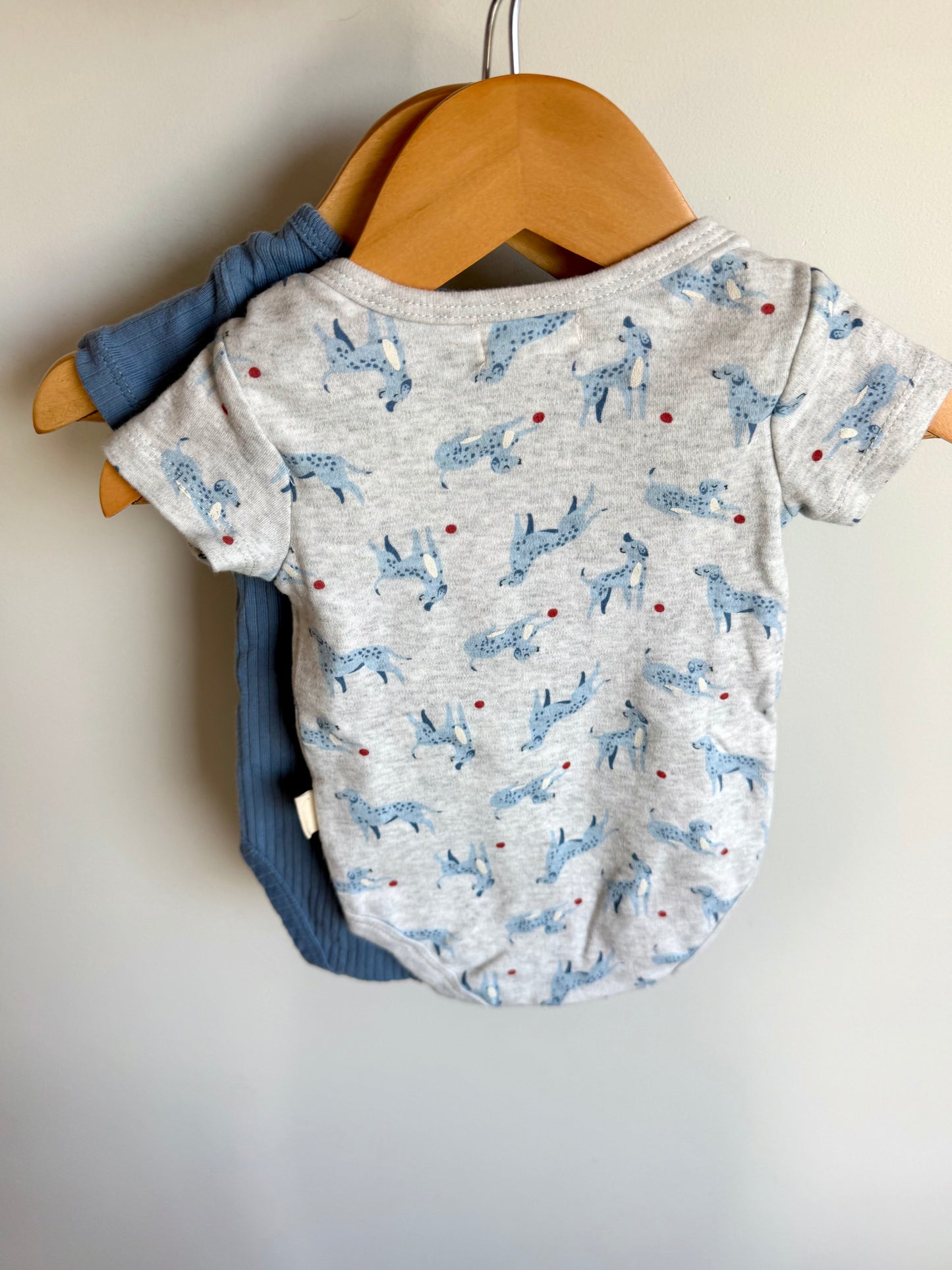 Blue Dog Bodysuits (2) / 3-6m
