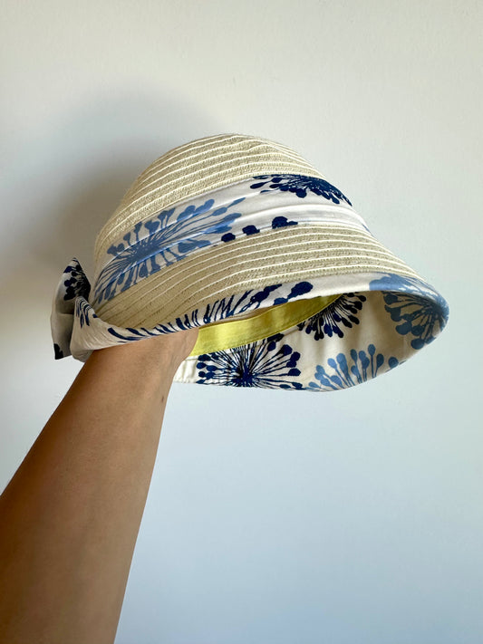 Cloche Blue Floral Detail Hat / 12-24m