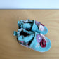 Blue Floral Leather Shoes / 0-6m