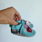 Blue Floral Leather Shoes / 0-6m