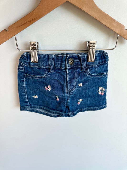 Strawberry Floral Jean Shorts / 2T