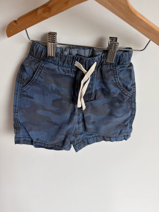 Camo Blue Drawstring Shorts / 2T