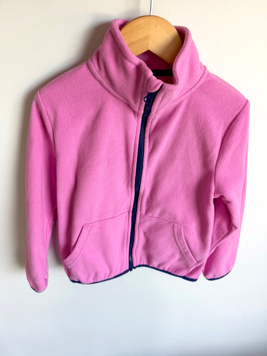 Pink with Purple Trim Zipper Sweater / 6 years