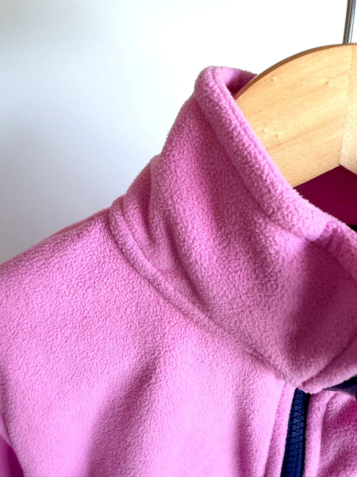 Pink with Purple Trim Zipper Sweater / 6 years