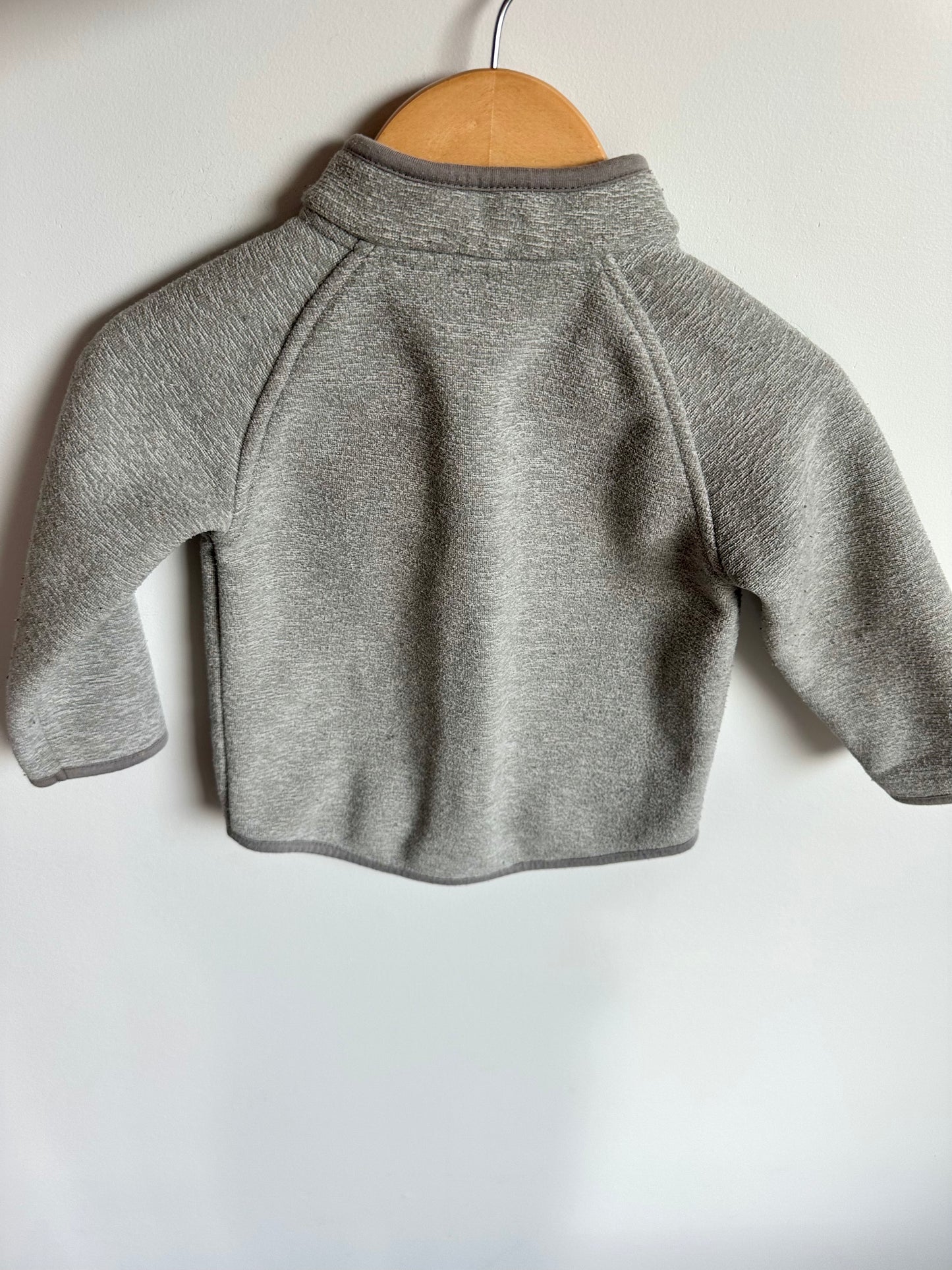 Grey Zipper Sweater with Pink Inside / 12-18m