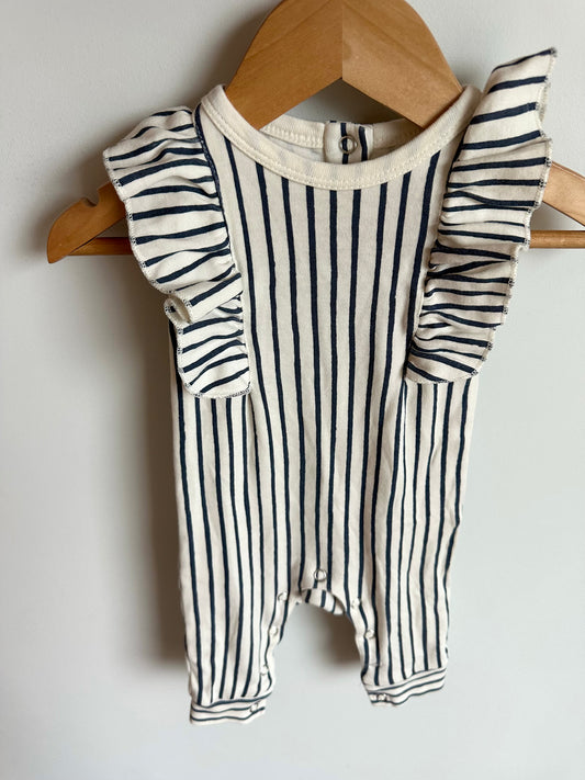 Pehr Striped Ruffle Jumpsuit / 0-3m