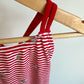 Red Striped Maple Leaf Swimsuit / 3T