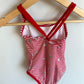 Red Striped Maple Leaf Swimsuit / 3T