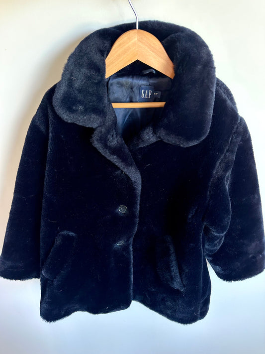 Gap Navy Faux Fur Coat / 6-7 years (S)