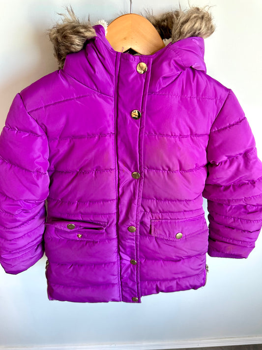 Purple Hooded Puffer Jacket / 4-5 years