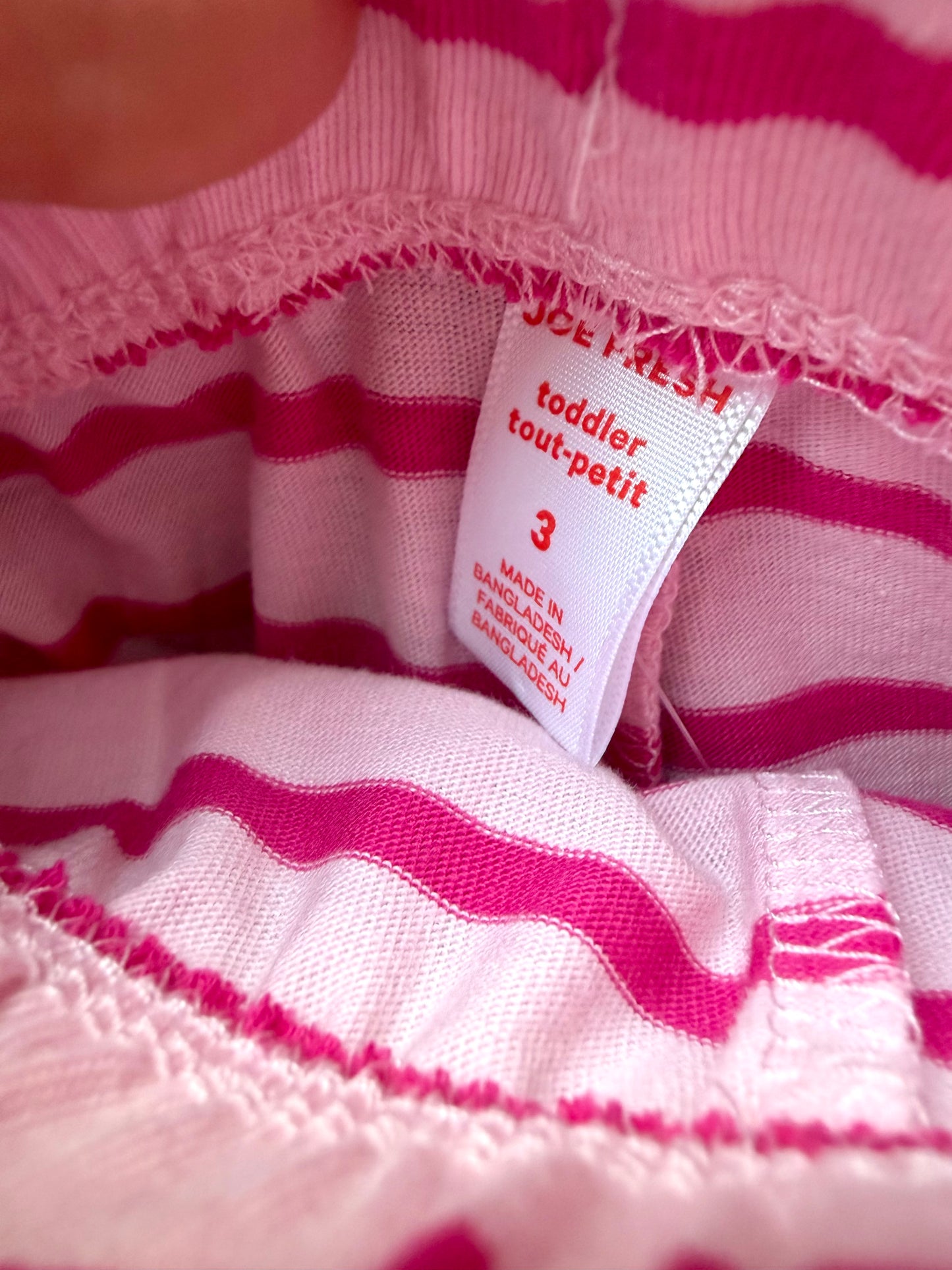 Pink Striped Drawstring Shorts / 3T