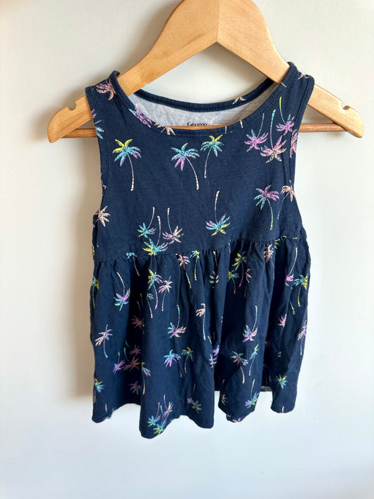 Navy Palm Dress / 2T