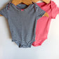 Set of 2 Bow Bodysuits - Stripe + Pink / 3-6m