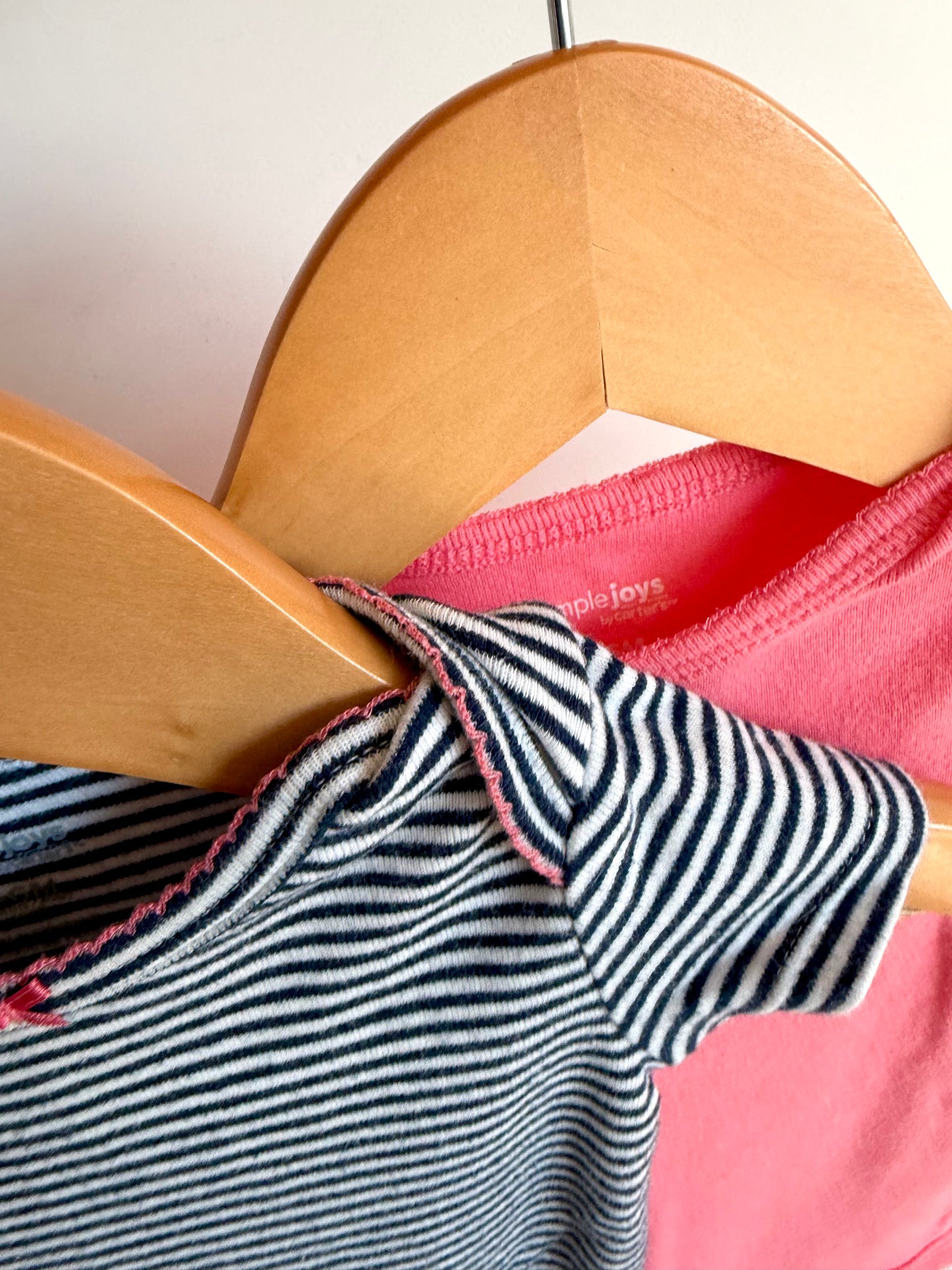 Set of 2 Bow Bodysuits - Stripe + Pink / 3-6m