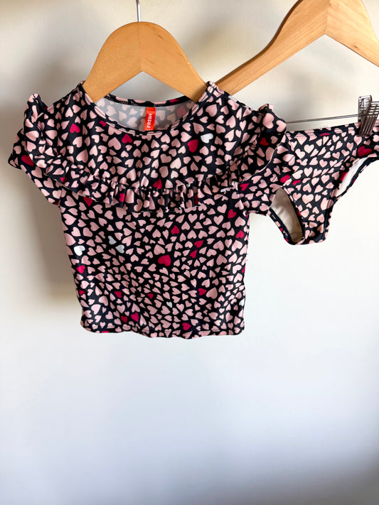 Heart Ruffle Two Piece Swim Suit / 3T