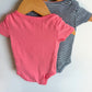 Set of 2 Bow Bodysuits - Stripe + Pink / 3-6m