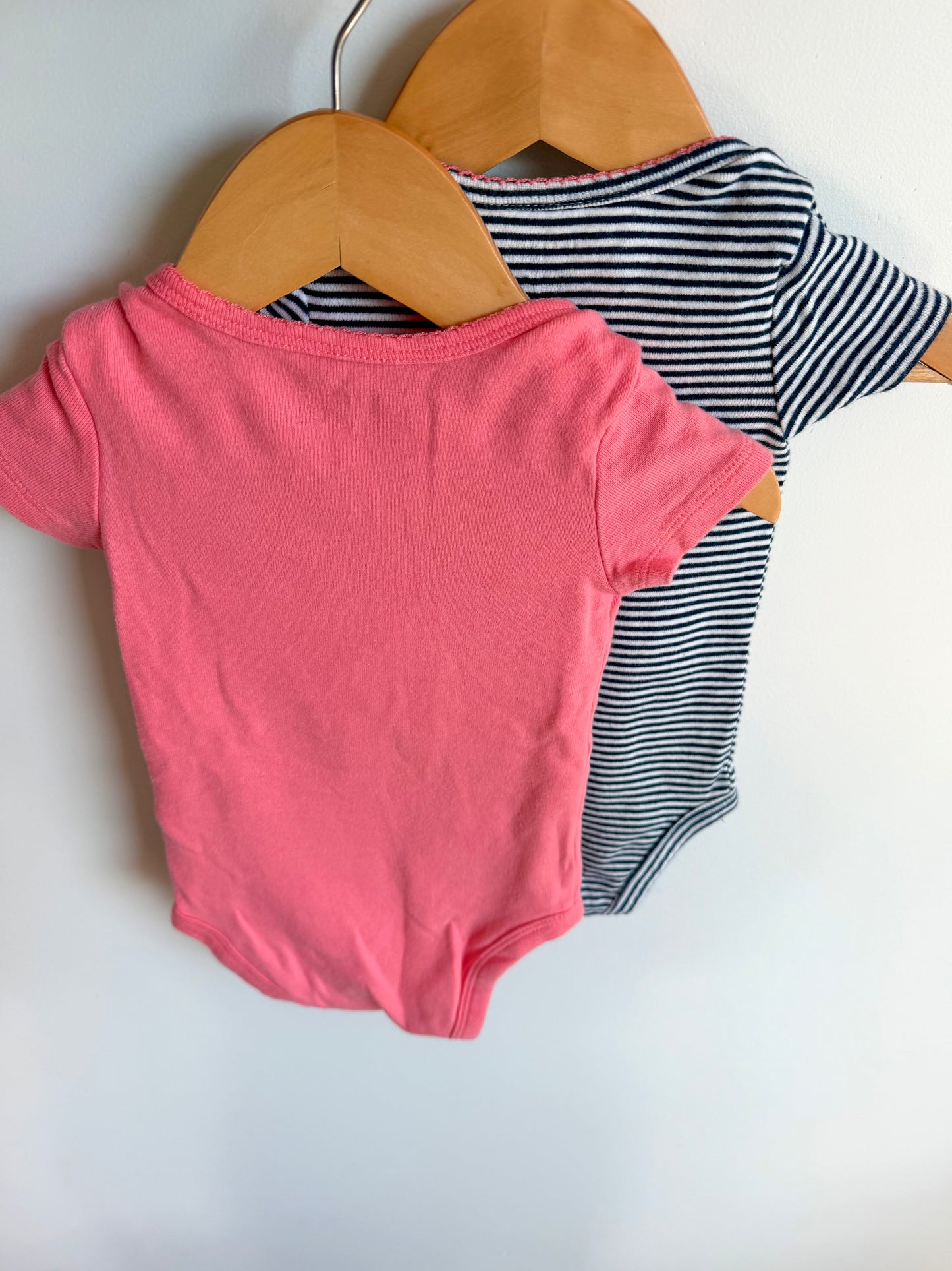 Set of 2 Bow Bodysuits - Stripe + Pink / 3-6m