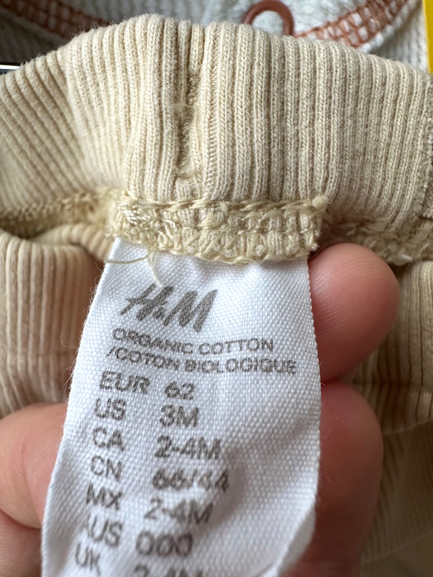 Pale Yellow Ribbed Pants / 2-4m