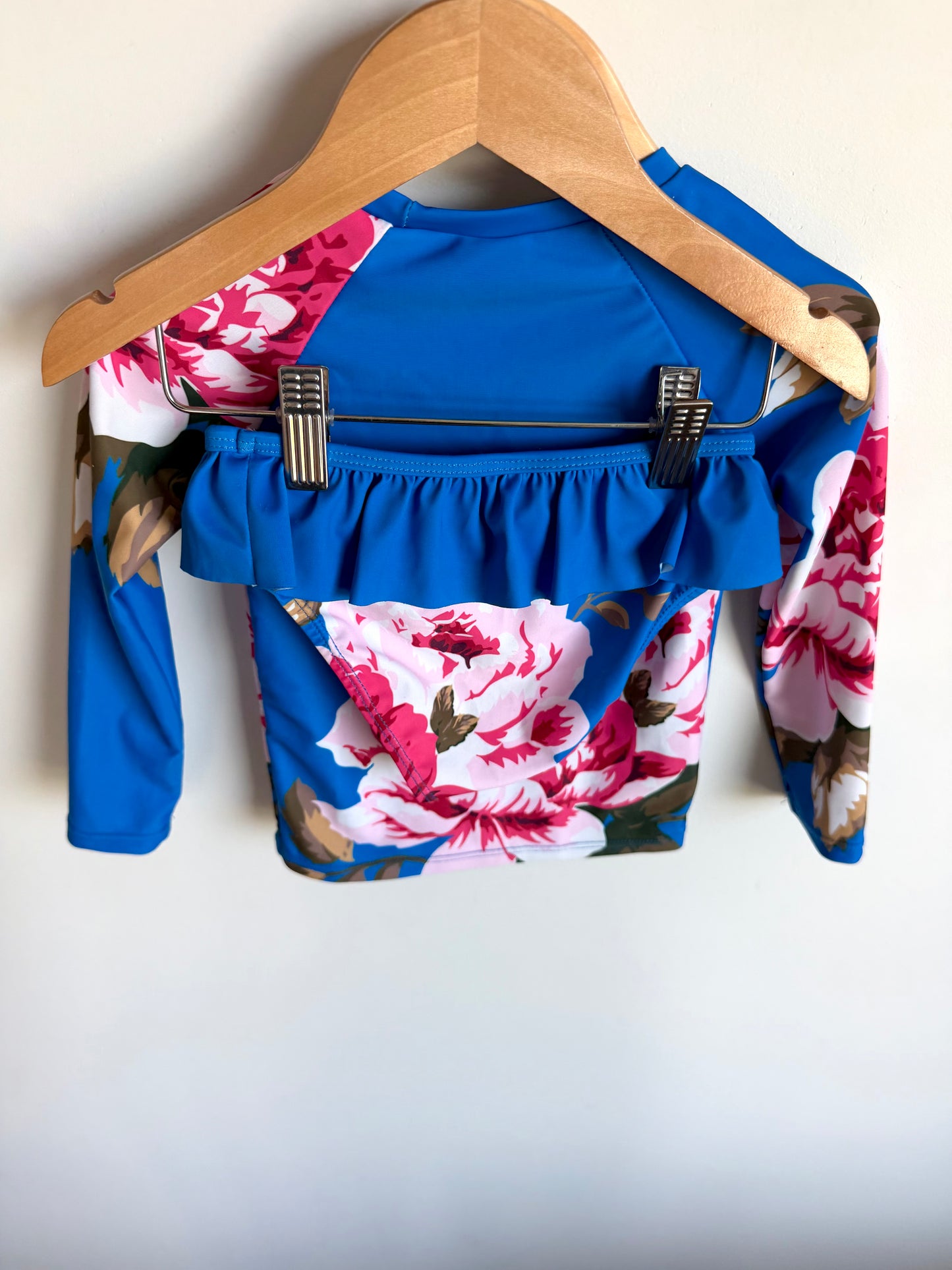 Flower Blue Two Piece Swim Suit / 3T